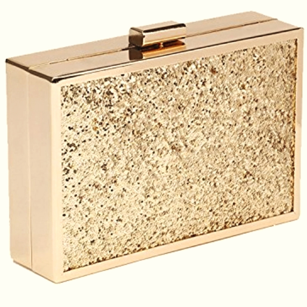Gold Glitter Square Evening Clutch